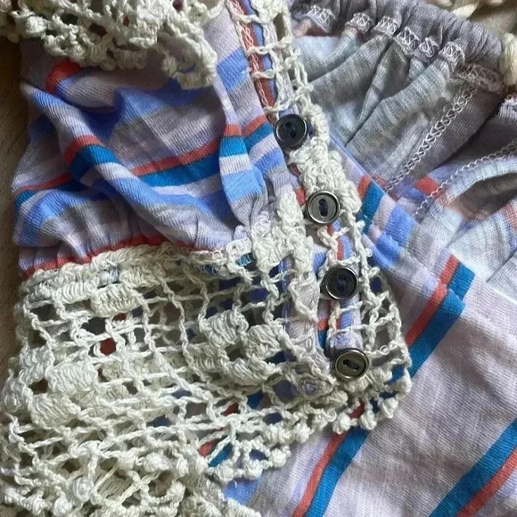 NEW Free People Aruba Crochet Multicolor Striped Crop Top Sz S Style #OB1522759 - Picture 7 of 7